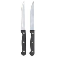 Gerimport vlees / steak messen - 12x stuks - RVS - bakeliet handvat - 30 cm - scherpe messen