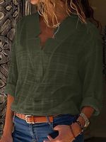 Sexy V Neck Pure Color Blouses - thumbnail