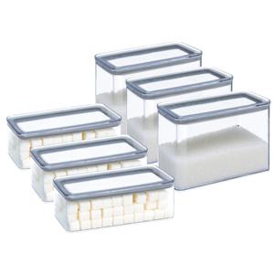 Keuken/voedsel voorraadpotten set 6x - kunststof - 1000/2000 ml - luchtdicht