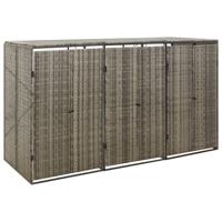 VidaXL Containerberging driedubbel 207x80x117 cm poly rattan grijs
