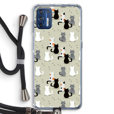 Katten: Motorola Moto G9 Plus Transparant Hoesje met koord
