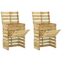Tuincompostbakken 2 st 80x50x100 cm geïmpregneerd grenenhout