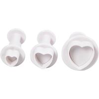 Creativ Company Uitsteekvormen met stempel, hart, d 2+2,3+3 cm, wit, 3 stuk/ 1 doos