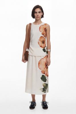 Bloemen midi-rok - BLACK - XS