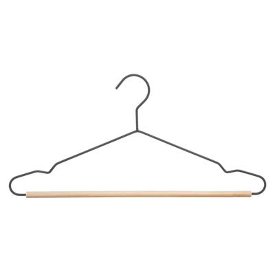 Kledinghangers - 2x - zwart - 44 x 19 cm - metaal/hout - Kledingkast hangers/kleerhangers