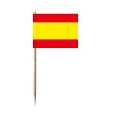 Cocktailprikkers van vlag Spanje - 200x stuks - mini vlaggetjes - Spaans versiering prikkertjes