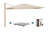 Platinum Challenger zweefparasol Premium T2 2,6x3,5 m - Champagne teak + voet en hoes Platinum Challenger zweefparasol Premium T2 2,6x3,5 m - Champagne teak + voet en hoes