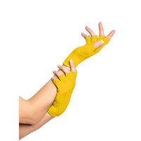 Verkleed handschoenen vingerloos - geel - one size - voor volwassenen - thumbnail