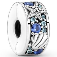 Pandora 791678C01 Bedel Clip-Stopper Tropical Starfish-Shell silicone grip zilver-kristal - thumbnail