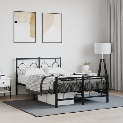 Bedframe met hoofd- en voeteneinde metaal zwart 120x190 cm