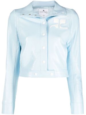 Courrèges veste crop à logo appliqué - Bleu