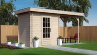 Woodpro Gelderland Tuinhuis 500x200 cm 28 mm vuren blank- Plat dak- Onbehandeld vurenhout- Woodpro