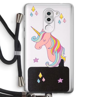 Roze eenhoorn: Honor 6X Transparant Hoesje met koord