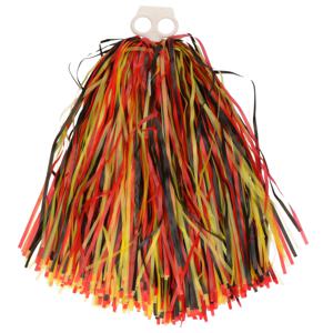 1x Stuks cheerball/pompom met ringgreep - multi kleuren - 28 cm - Cheerleader verkleed accessoires