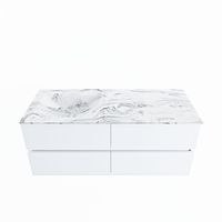 MONDIAZ VICA-DLUX 120cm badmeubel onderkast Talc 4 lades. Inbouw wastafel CLOUD links 1 kraangat, kleur Glace.