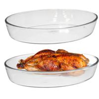 Marinex Ovenschaal van borosilicaat glas - 2x - ovaal - 4.0 Liter - 39 x 27 x 6 cm - serveerschaal