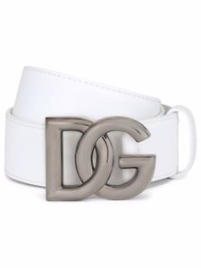 Dolce & Gabbana ceinture en cuir à logo DG - Blanc