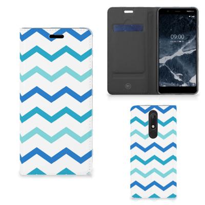Nokia 5.1 (2018) | Hoesje met Magneet | Zigzag Blauw