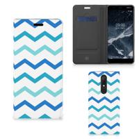 Nokia 5.1 (2018) | Hoesje met Magneet | Zigzag Blauw