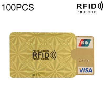 100 stuks aluminiumfolie RFID blokkeren credit card ID Bank kaart geval kaarthouder cover grootte: 9 x 6.3 cm (gouden sneeuwvlok)