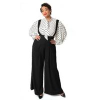 Unique Vintage Rochelle Suspenders Wide Leg Pants Black-L