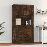 Hoge kast bewerkt hout gerookt eikenkleurig