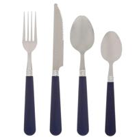 Secret de Gourmet Bestekset Colorama - 24x delig - RVS/kunststof - blauw/zilver Secret de Gourmet Bestekset Colorama - 24x delig - RVS/kunststof - blauw/zilver