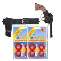 Cowboy verkleed speelgoed revolver of pistool - met 192 plaffertjes - met holster