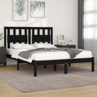 Bedframe massief grenenhout zwart 200x200 cm