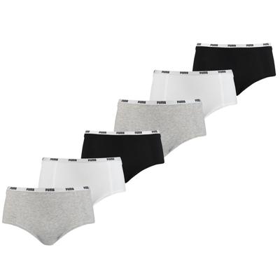 Puma Mini Short Dames Zwart/Wit/Grijs 6-Pack -XL