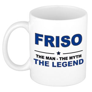 Naam cadeau mok/ beker Friso The man, The myth the legend 300 ml   -