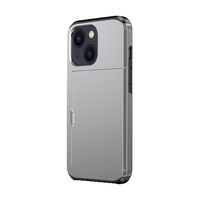 iPhone 15 Pro Max hoesje - Backcover - Hardcase - Pasjeshouder - Portemonnee - Shockproof - TPU - Grijs