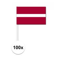 100x Letland decoratie papieren zwaaivlaggetjes   -