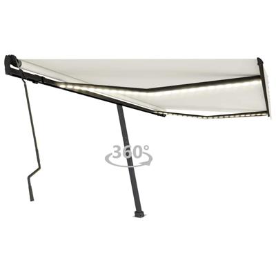 Luifel handmatig uittrekbaar met LED 400x300 cm crèmekleurig