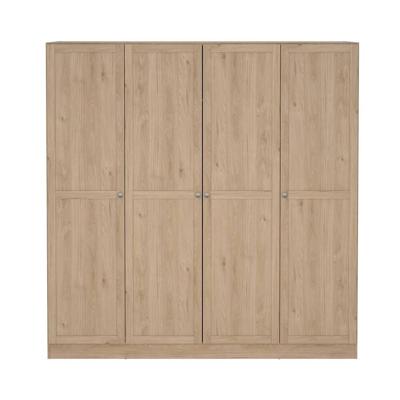 Leen Bakker - Kledingkast Lynn 4-deurs - Eikenkleur - 200x196x62 Cm - Spaanplaat - Bruin - 195.5x200.1x61.7 Cm