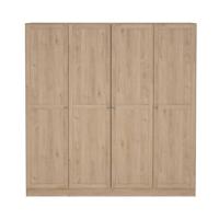 Leen Bakker - Kledingkast Lynn 4-deurs - Eikenkleur - 200x196x62 Cm - Spaanplaat - Bruin - 195.5x200.1x61.7 Cm