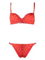 Noire Swimwear bikini à imprimé abstrait - Rouge