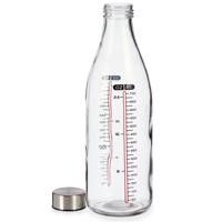 Vivalto Maatfles - 700 ml - glas - 8 x 27 cm - Azijnfles/oliefles - Afsluitbare maatbeker