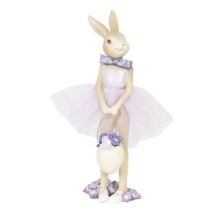 Clayre & Eef Paarse Decoratie konijn meisje 8*8*25 cm van Polyresin