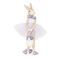 Clayre & Eef Paarse Decoratie konijn meisje 8*8*25 cm van Polyresin - thumbnail