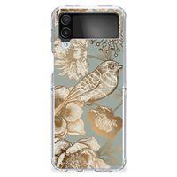 TPU Case voor Samsung Galaxy Z Flip 4 Vintage Bird Flowers - thumbnail