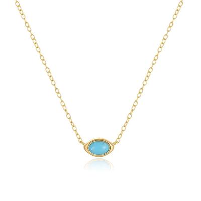 Elenza Goudkleurige Ketting met Turkoois Oog in 925 Sterling Zilver