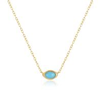 Elenza Goudkleurige Ketting met Turkoois Oog in 925 Sterling Zilver