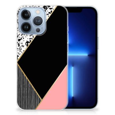 Apple iPhone 13 Pro | TPU Hoesje | Zwart Roze Vormen