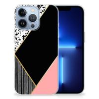 Apple iPhone 13 Pro | TPU Hoesje | Zwart Roze Vormen