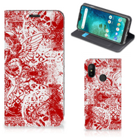 Mobiel BookCase Xiaomi Mi A2 Lite Angel Skull Rood - thumbnail