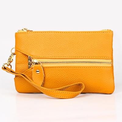 2001 horizontale vierkante Litchi textuur portemonnee Clutch tas voor dames met afneembare hand riem & 6 sleutelhangers (geel)