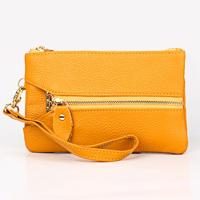 2001 horizontale vierkante Litchi textuur portemonnee Clutch tas voor dames met afneembare hand riem & 6 sleutelhangers (geel)