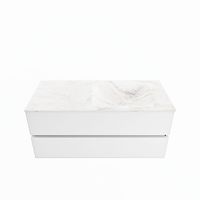 MONDIAZ VICA-DLUX 110cm badmeubel onderkast Talc 2 lades. Inbouw wastafel CLOUD rechts 1 kraangat, kleur Ostra.