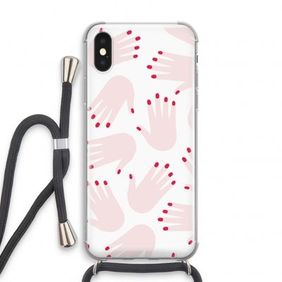 Hands pink: iPhone XS Transparant Hoesje met koord